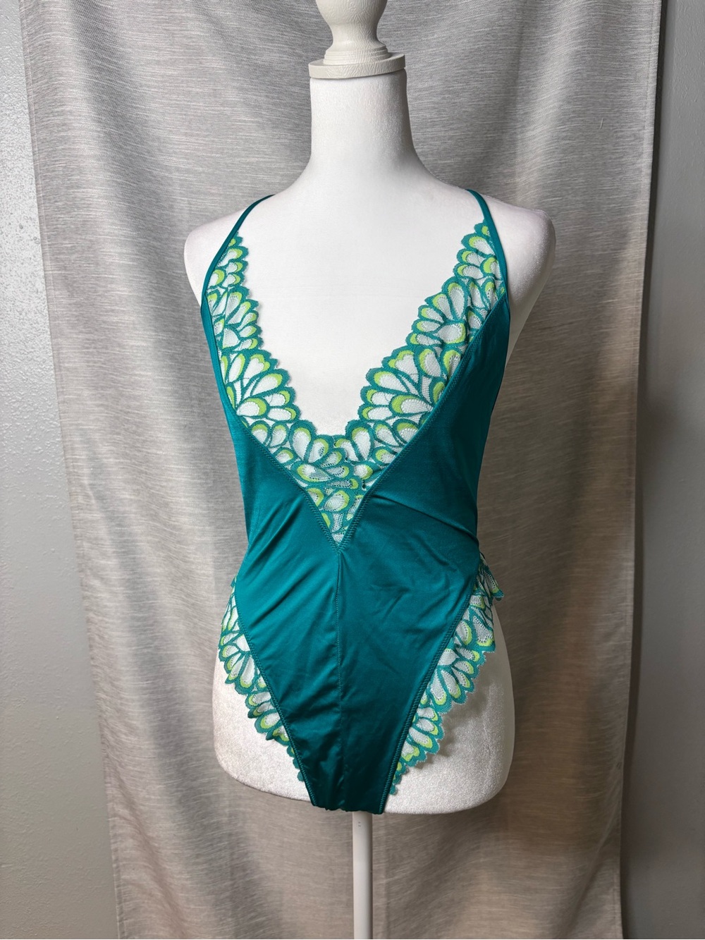 Savagexfenty Teal Lace Trim Bodysuit